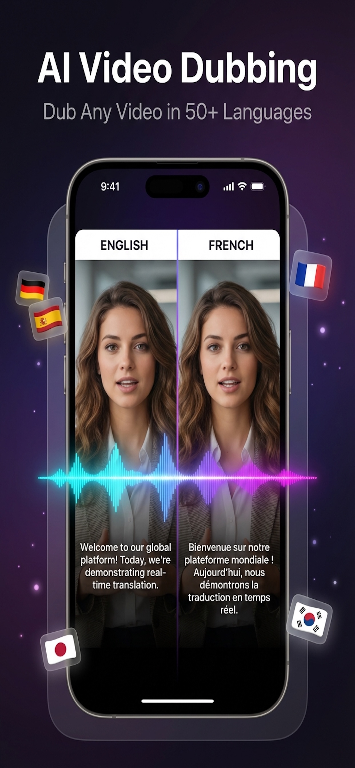 AI video dubbing in 50+ languages