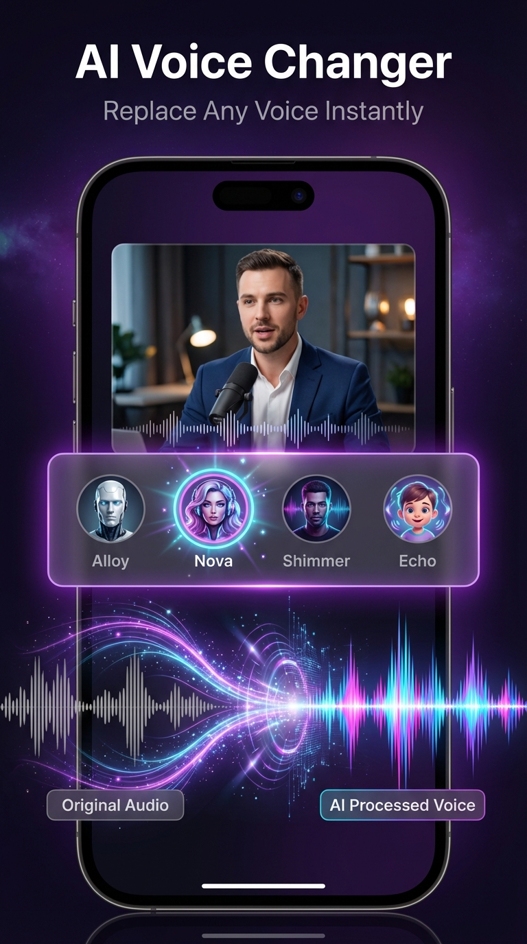 AI Voice Changer replacing voice in video