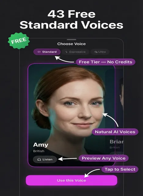 Standard voices — 43 free AI voices for voice changing